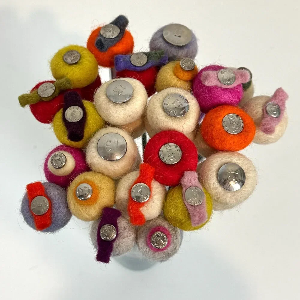 Handmade Felted Flower Bouquet 23 Stems Multicolor 14”